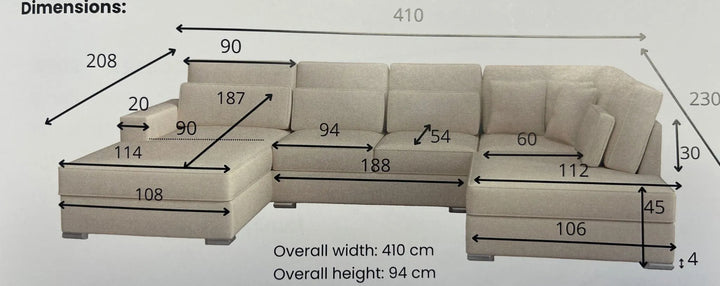 Canapé ERM-Bristol panoramique en U