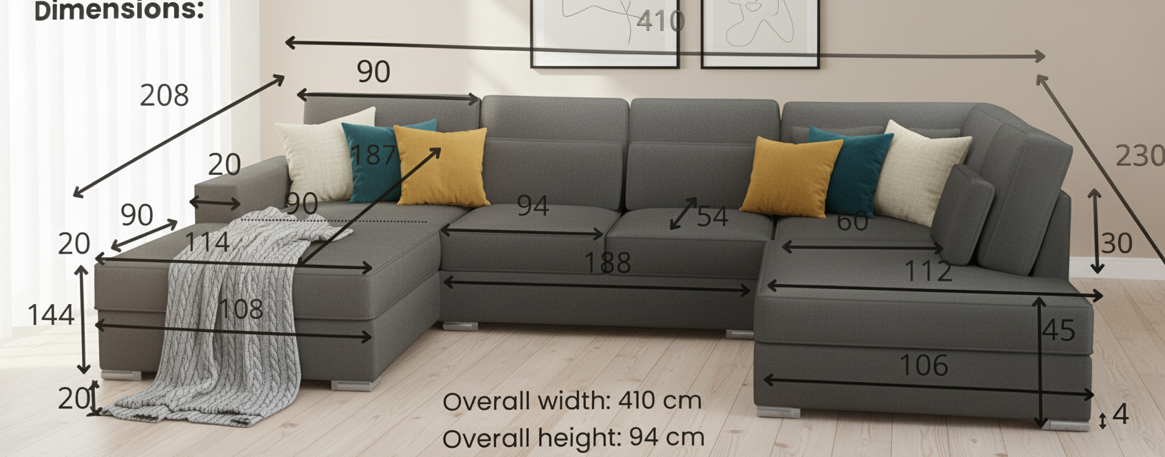 Canapé ERM-Bristol panoramique en U