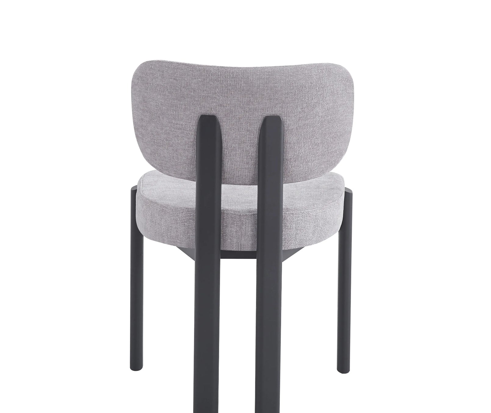 CHAISE ERM-BAGUETTE PIED METAL NOIR TISSUS SERGE CHENILLE LIGHT GRIS