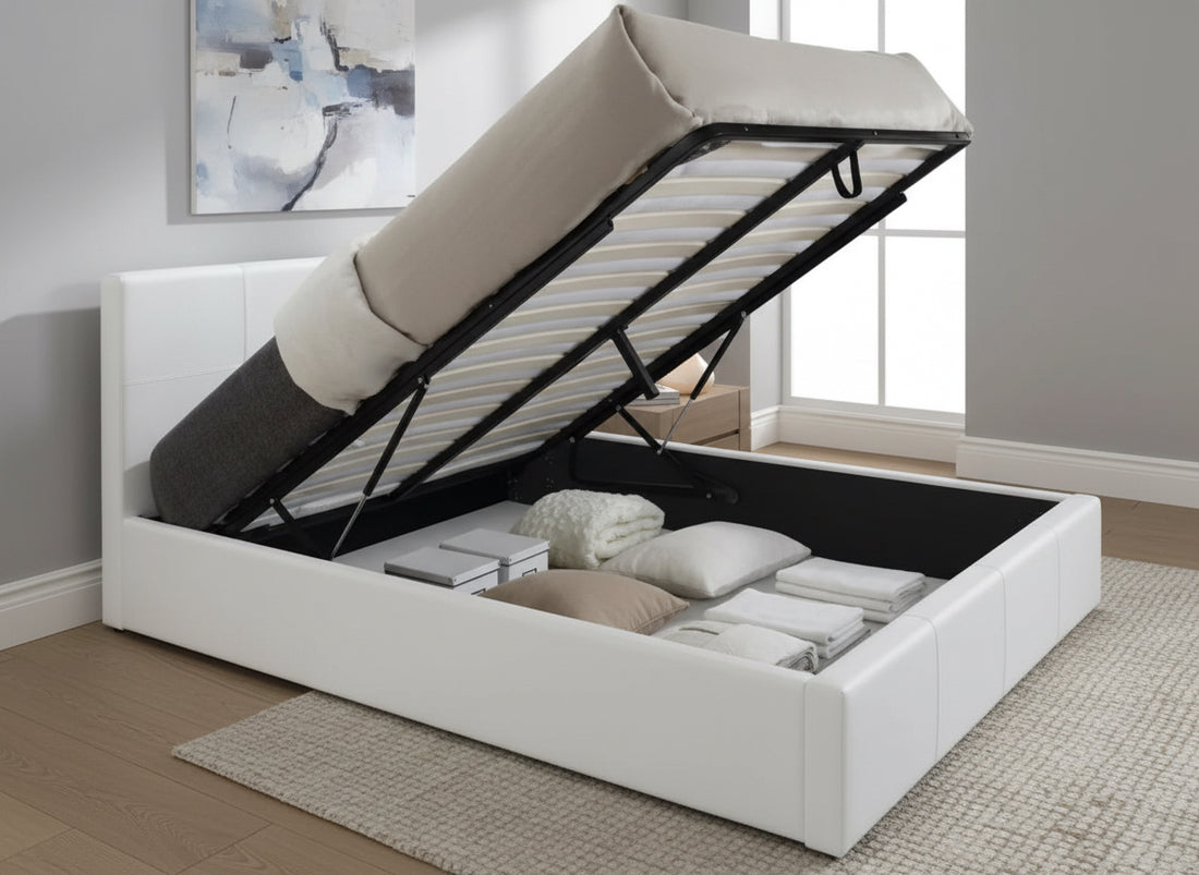 lit coffre Bastien simili cuir blanc-ERM