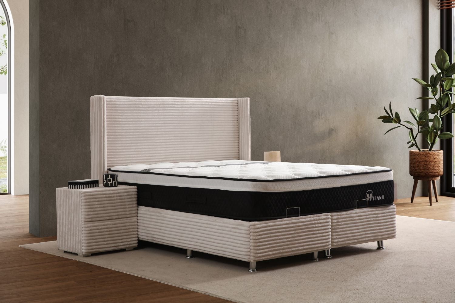 Lit Coffre Clara 160x200 Cotelé