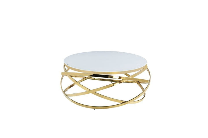 Table Basse EVOL structure Gold et plateau en verre D 90cm