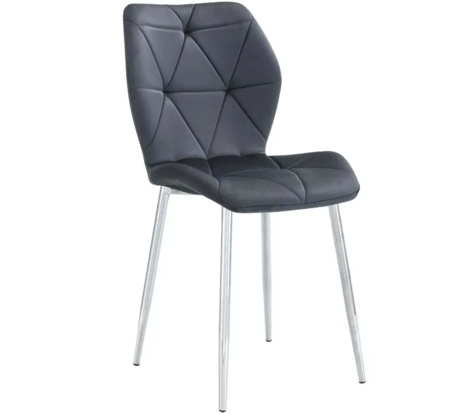 CHAISE ERM-COQUILLAGE PIED CHROME VELOURS ANTHRACITE