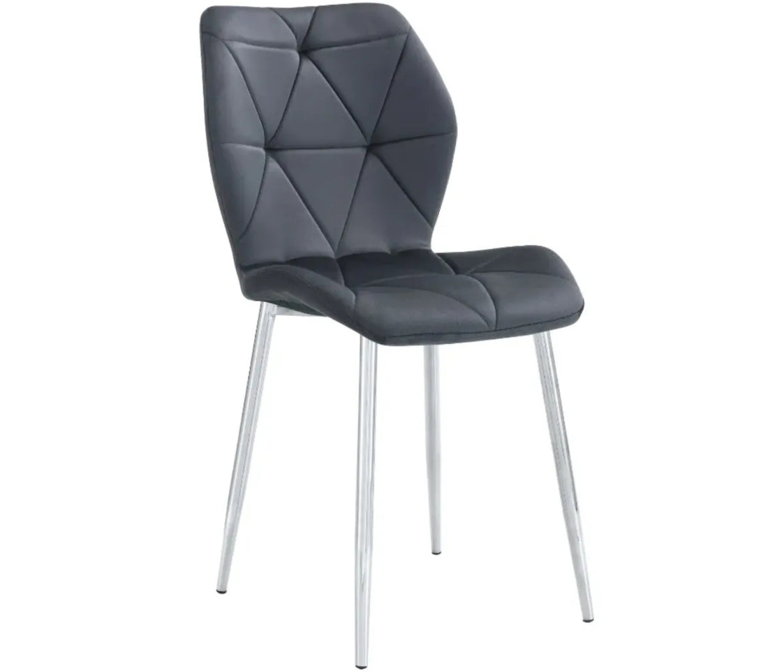 CHAISE ERM-COQUILLAGE PIED CHROME VELOURS ANTHRACITE