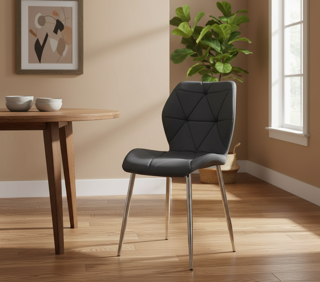 CHAISE ERM-COQUILLAGE PIED CHROME VELOURS ANTHRACITE