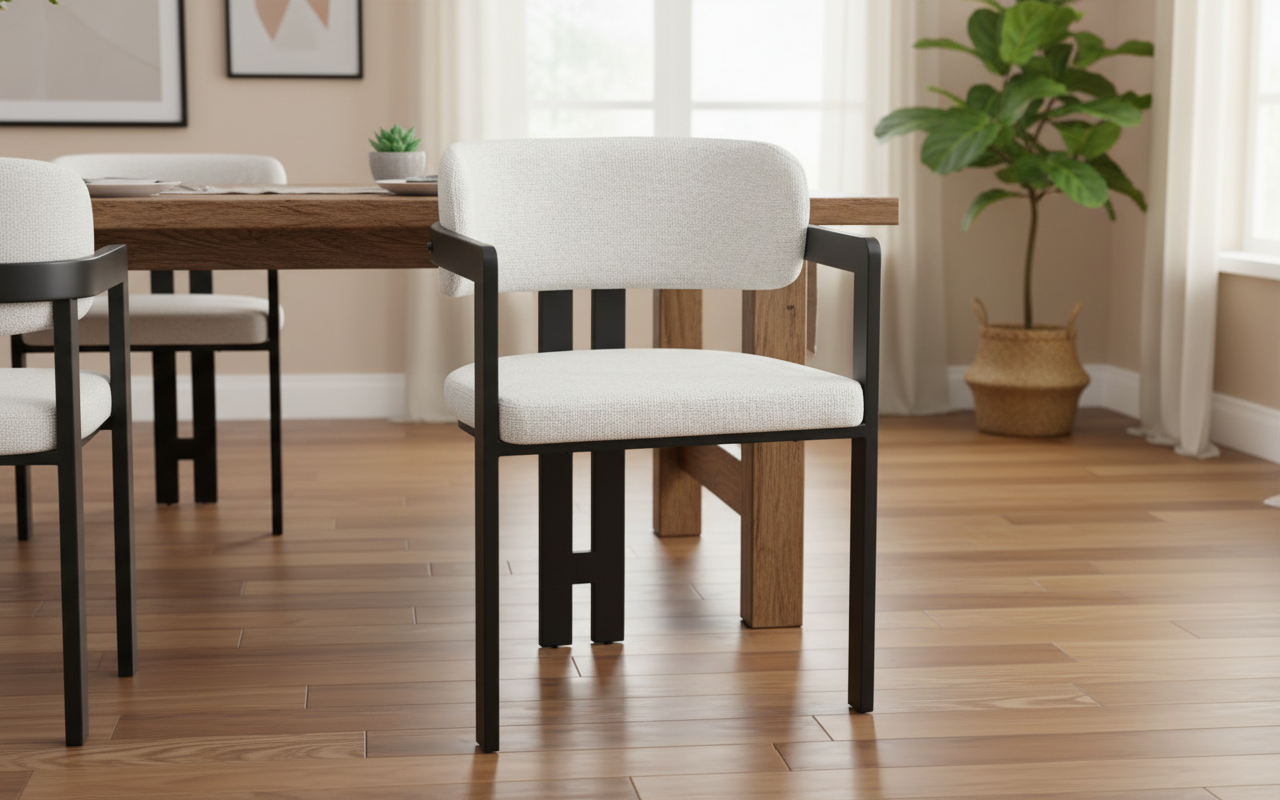 CHAISE ERM-MELLOW PIED METAL NOIR ASSISE TWEED LATTE