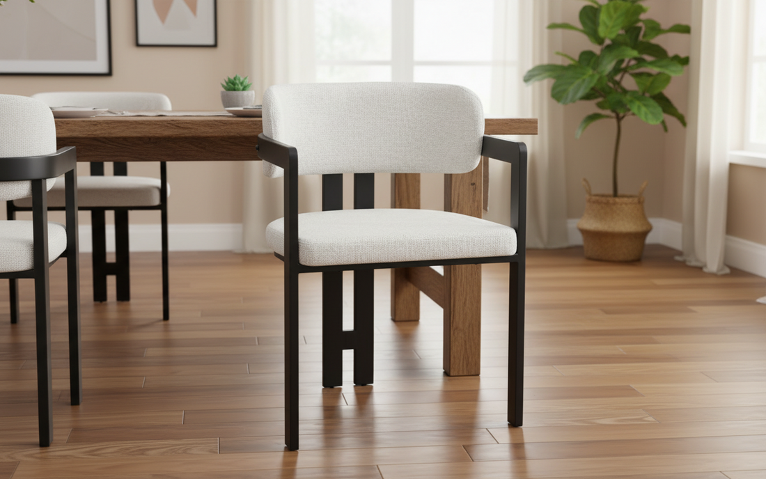 CHAISE ERM-MELLOW PIED METAL NOIR ASSISE TWEED LATTE