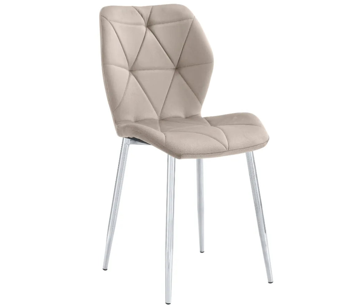 CHAISE ERM-COQUILLAGE PIED CHROME VELOURS TAUPE