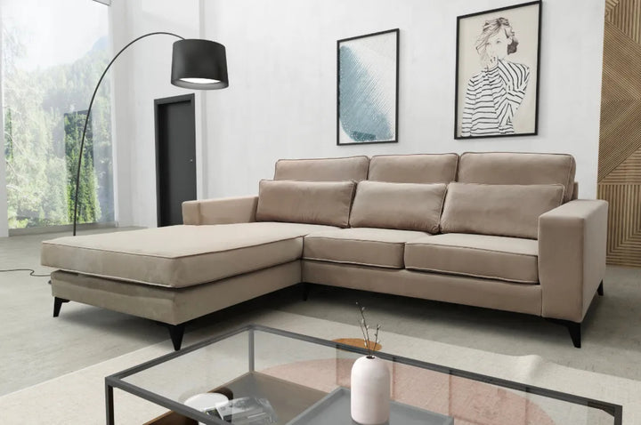 Canapé ERM-Madrid d’angle droit velours beige