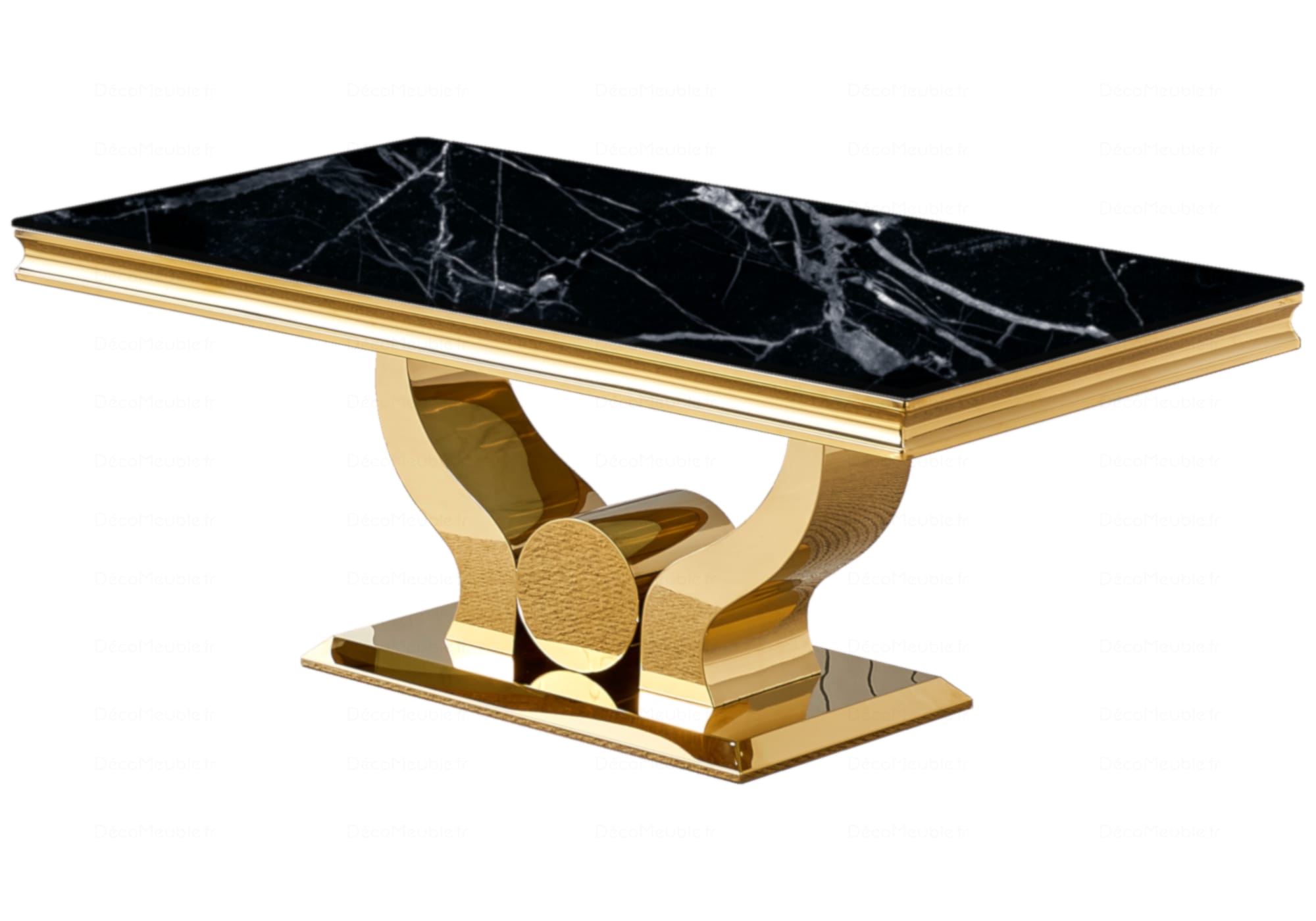 Table basse Trofy Gold et plateau en verre 120x70 cm