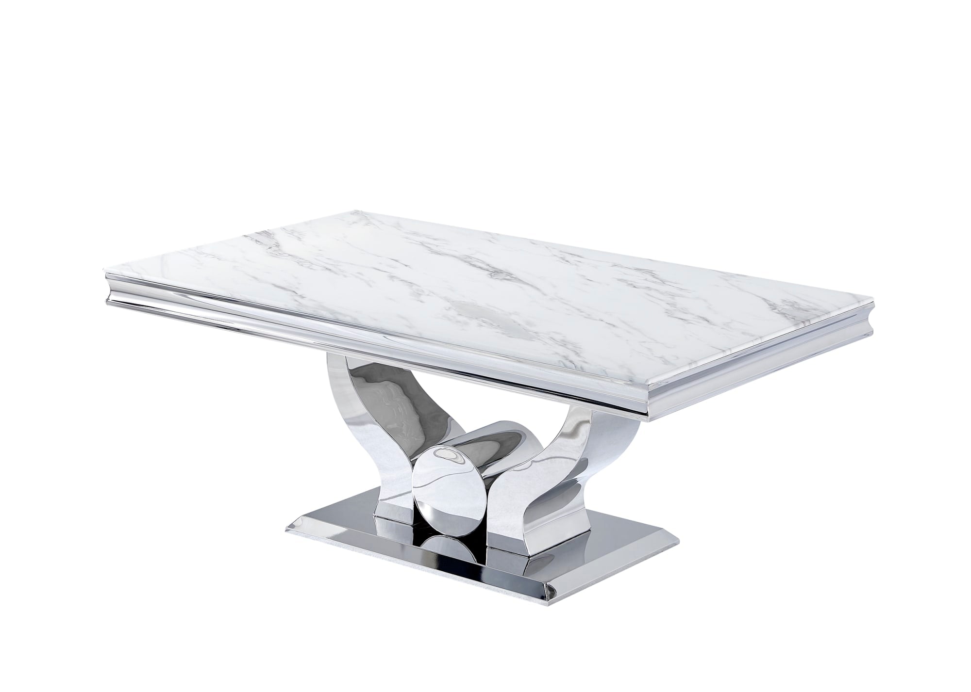 Table basse Trofy Chrome et plateau en verre 120x70 cm