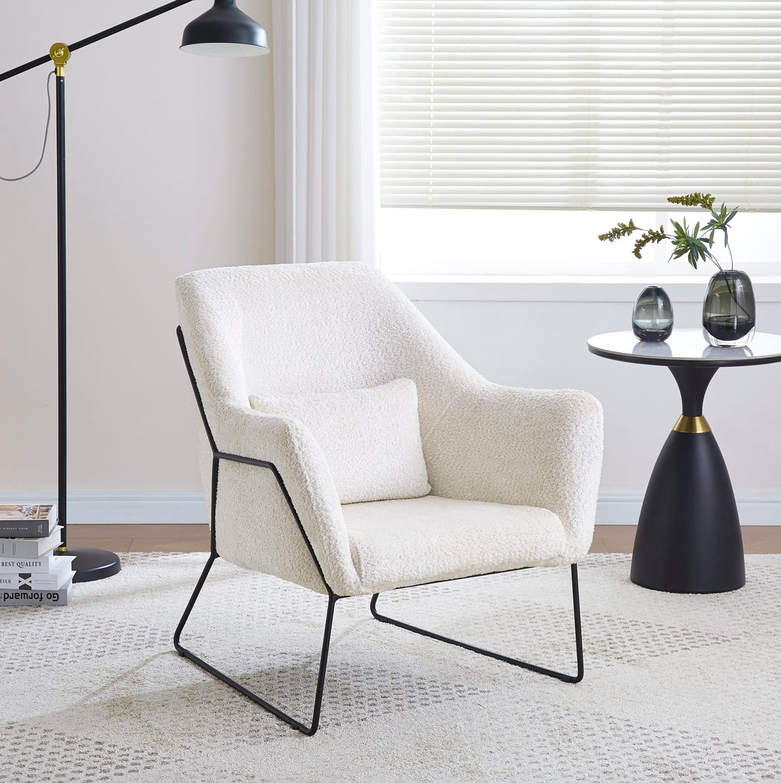 Fauteuil BASKA métal noir velours laine