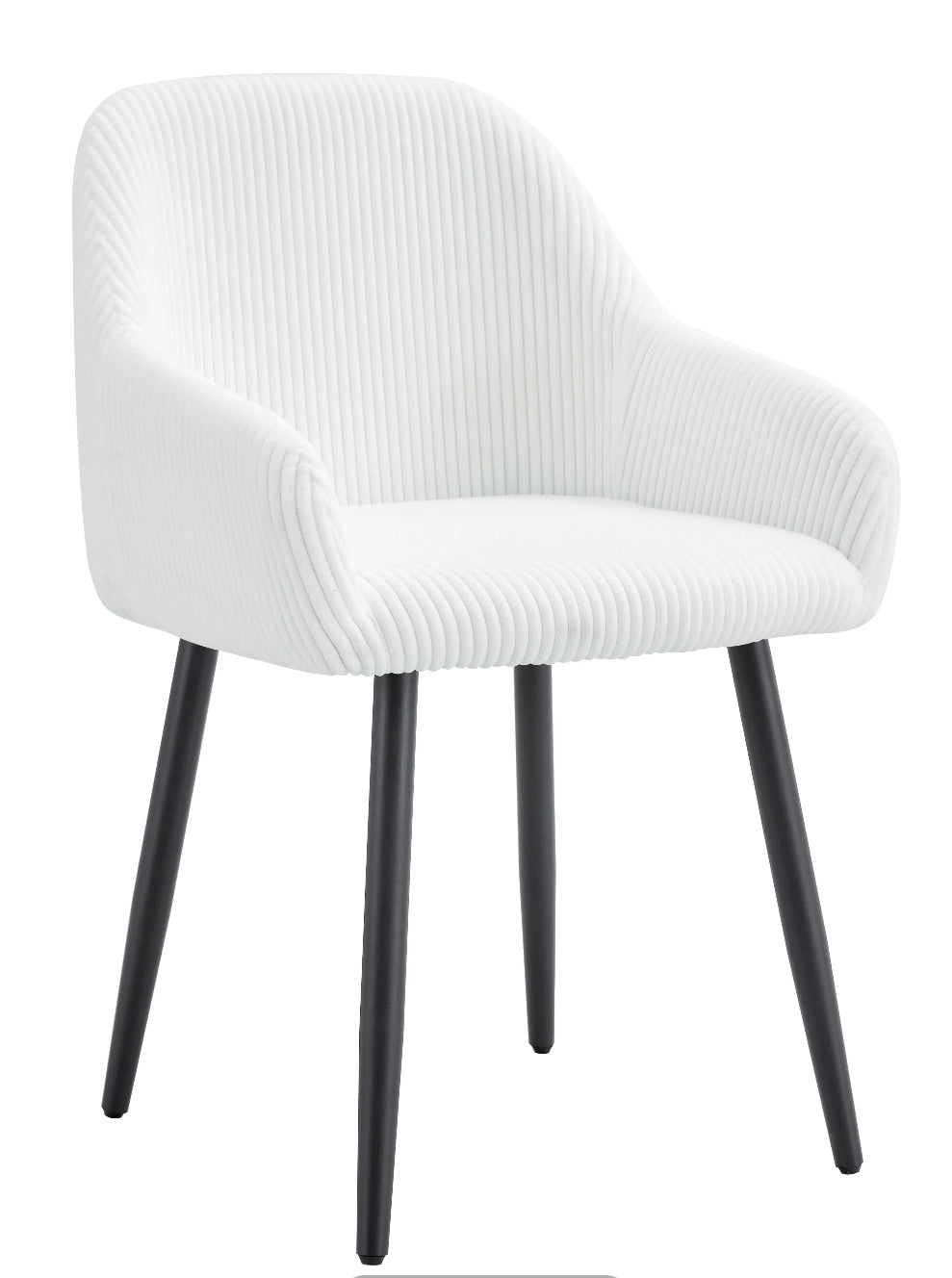 CHAISE AVEC ACCOUDOIR PEACH PIED METAL NOIR COTELE ECRU