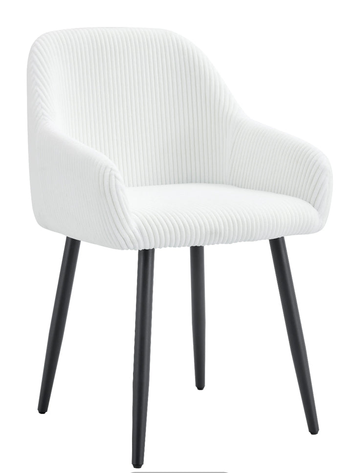 CHAISE AVEC ACCOUDOIR PEACH PIED METAL NOIR COTELE ECRU