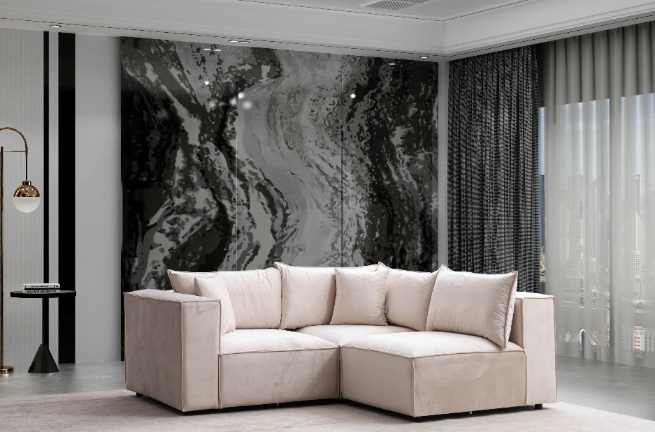 Canapé Élégance Modulable Velours Beige 3+1