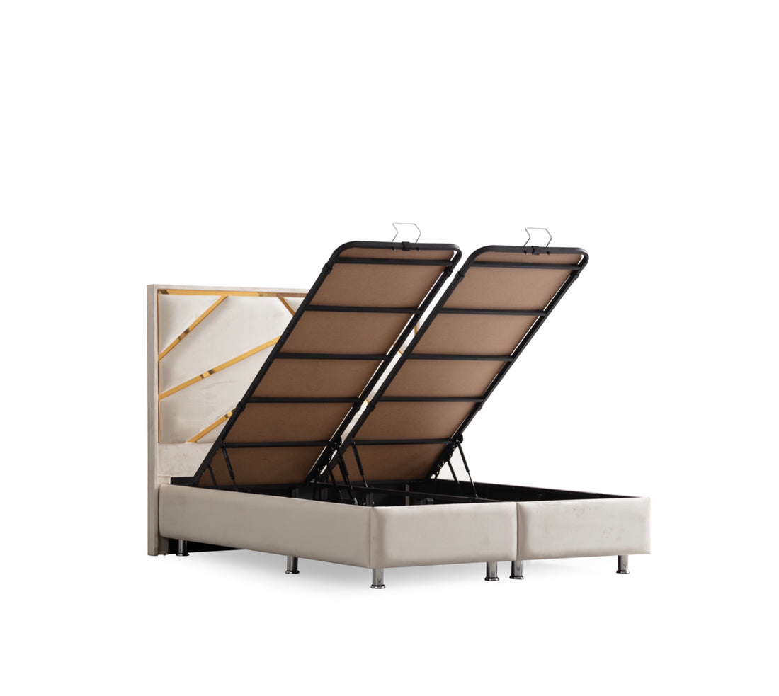 Lit Coffre Parma 160x200 Blanc Cassé