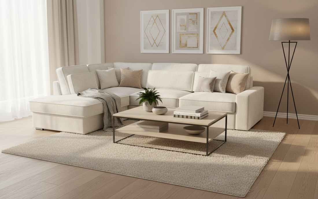 Canapé D’angle Lexus-SAN Cotelé Blanc