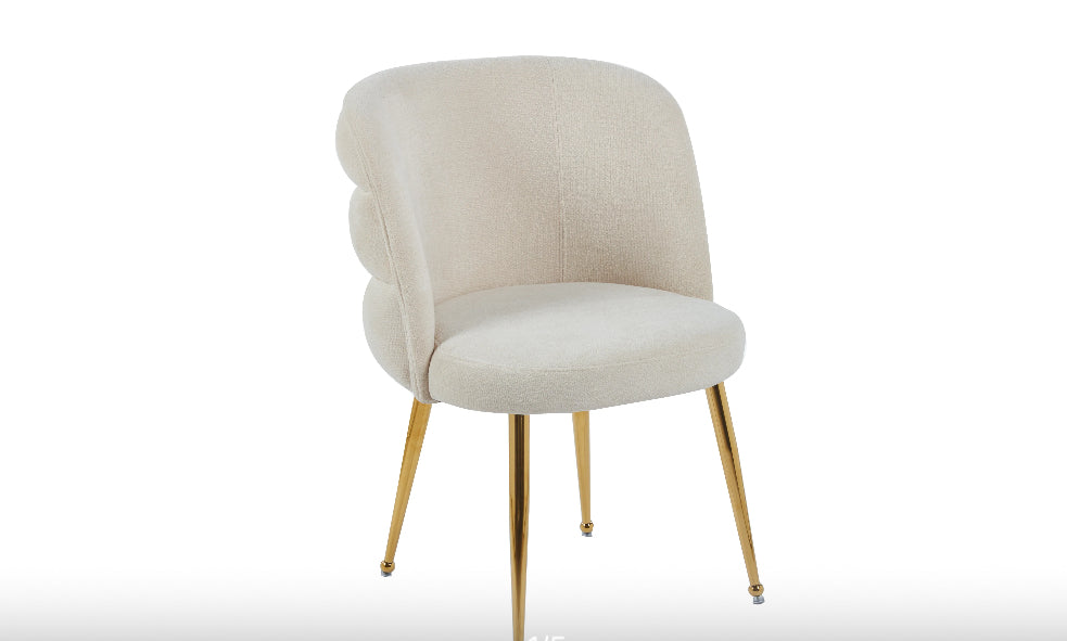 CHAISE SACHA PIEDS GOLD ASSISE ECRU TISSU EFFET LIN