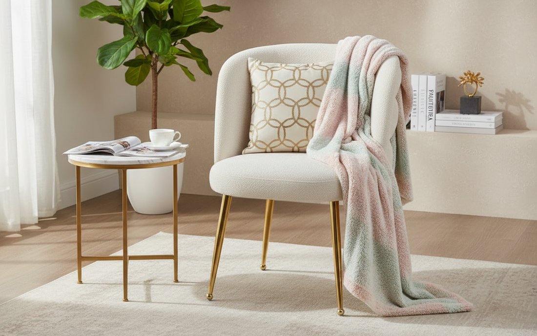 CHAISE SACHA PIEDS GOLD ASSISE ECRU TISSU EFFET LIN