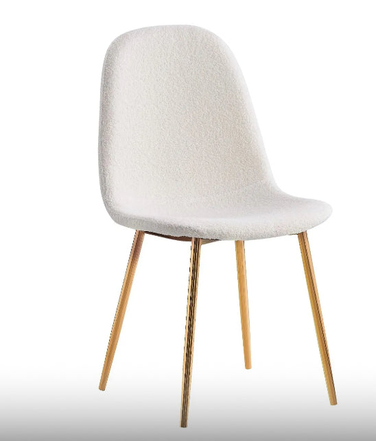 CHAISE SCANDINAVE-SAN BONNIE BEIGE MOLLETONNE DOUDOU PIEDS GOLD