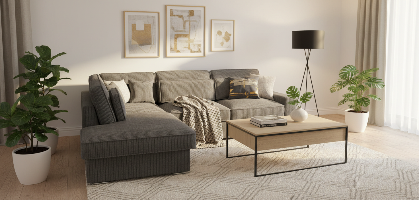 Canapé D’angle Lexus-SAN Cotelé Gris