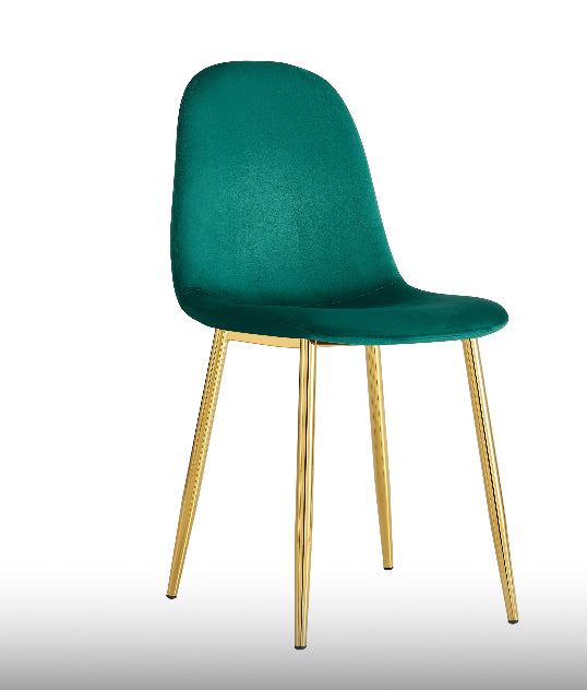 CHAISE SCANDINAVE-ERM VELOURS VERT SAPIN PIED GOLD