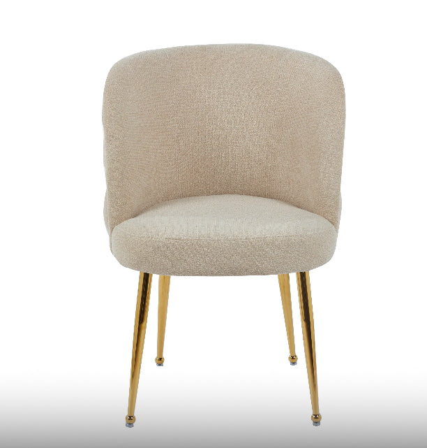 CHAISE SACHA-ERM PIEDS GOLD ASSISE MOKA TISSU EFFET LIN