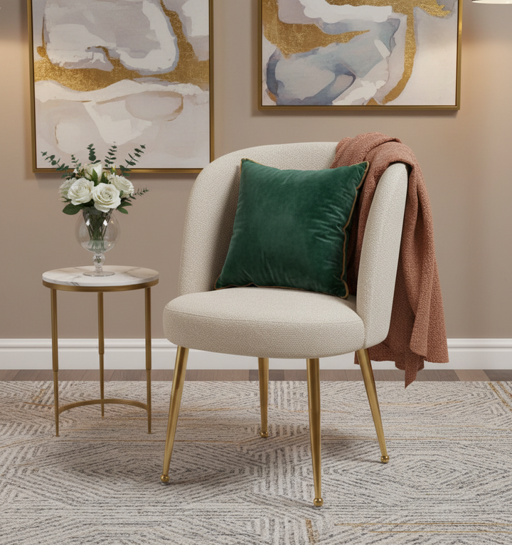 CHAISE SACHA-ERM PIEDS GOLD ASSISE MOKA TISSU EFFET LIN