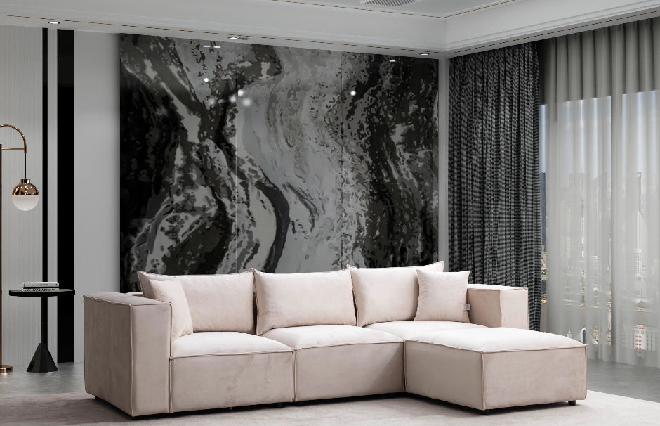 Canapé Élégance Modulable Velours Beige 3+1