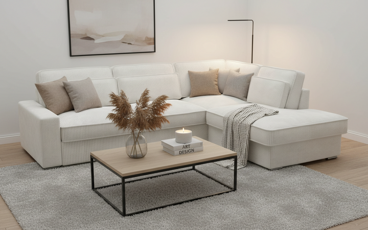 Canapé D’angle Lexus-SAN Cotelé Blanc