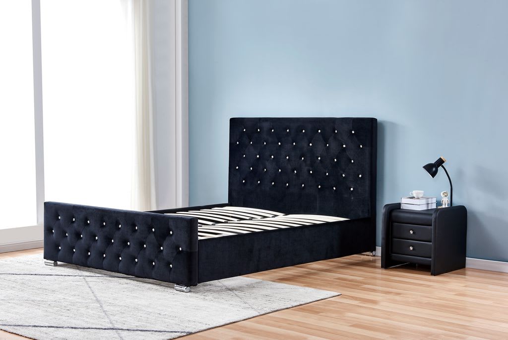 Lit 2 places 140x190 cm PRESTIGE velours  sommier inclus