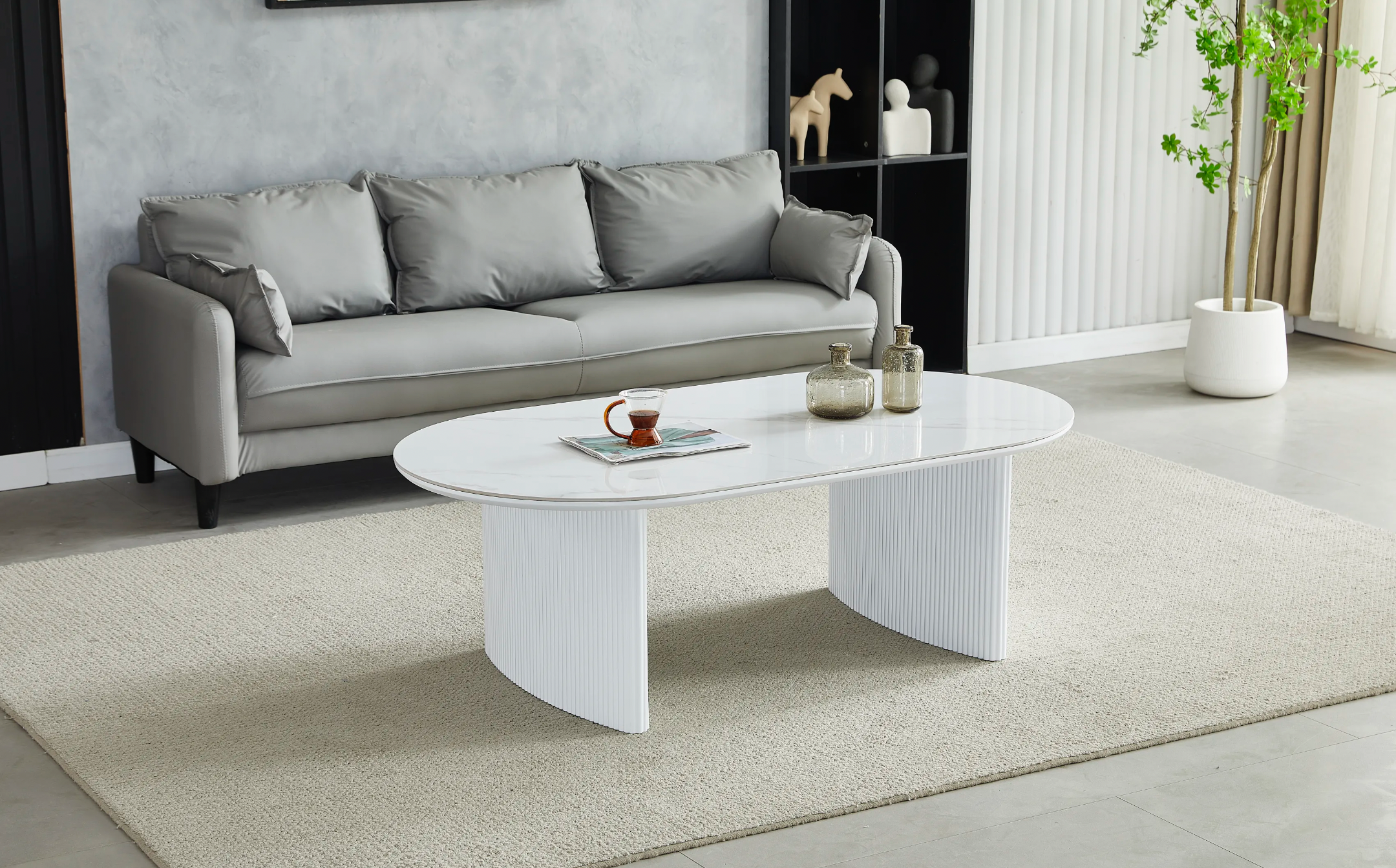 TABLE BASSE GDM-JOSEPHINE CERAMIQUE MARBRE BLANC