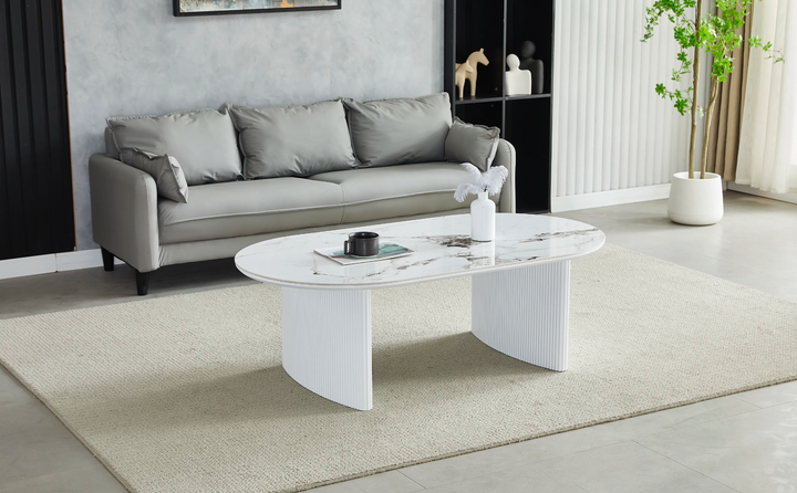 TABLE BASSE GDM-JOSEPHINE CERAMIQUE MARBRE BLANC