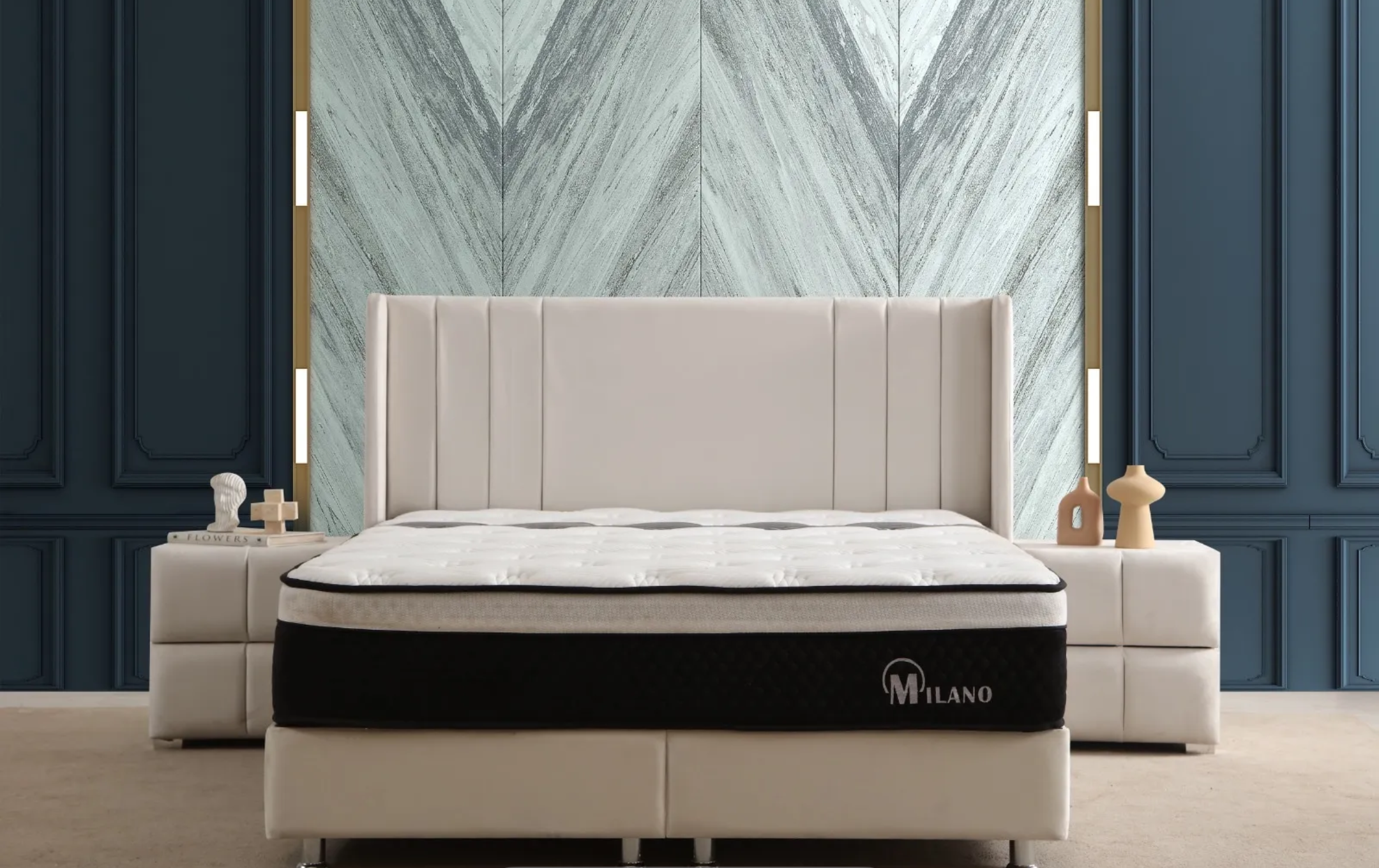 Lit coffre alma blanc cassé-SAN