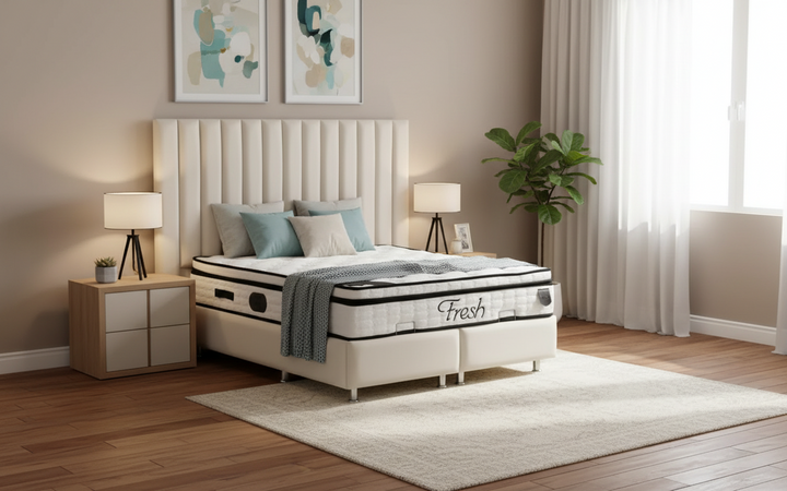 Lit coffre Athena blanc cassé-SAN