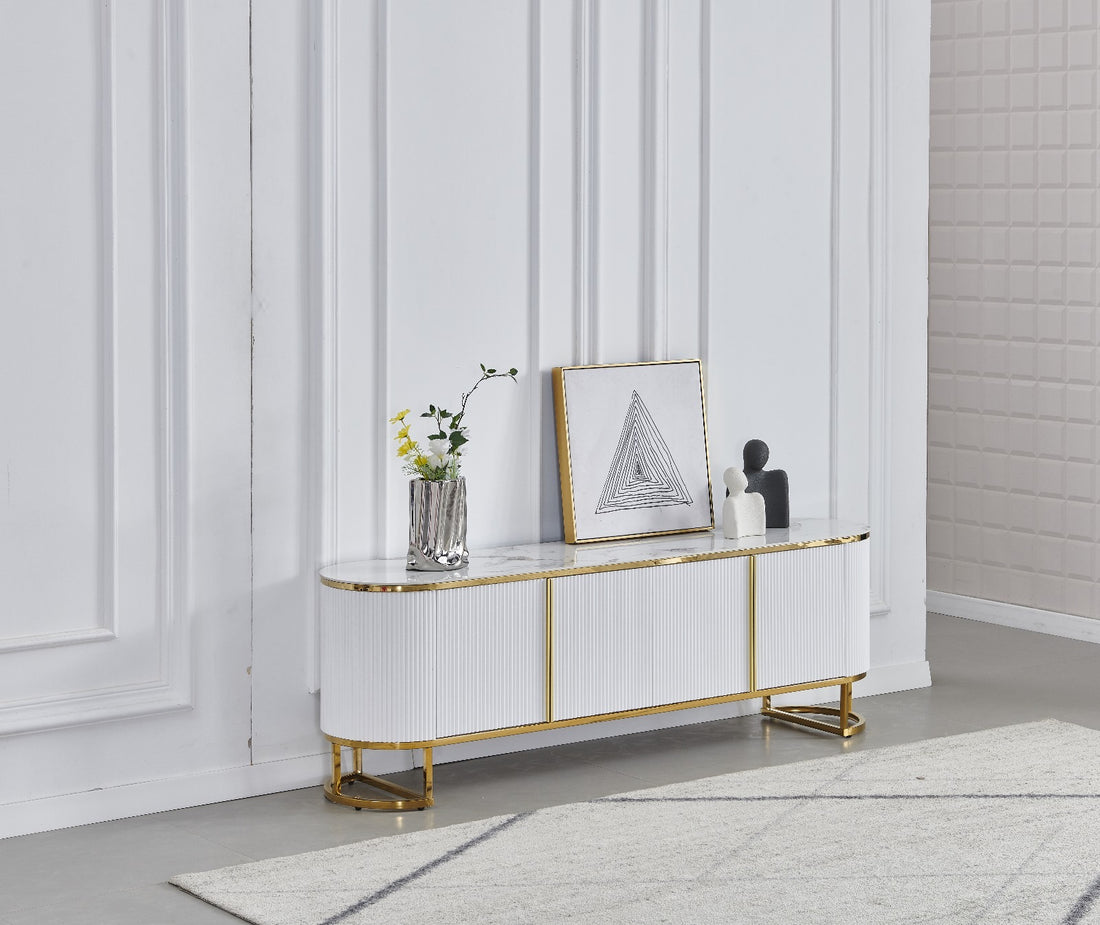 MEUBLE TV GDM ESMEE DORE CERAMIQUE MARBRE BEIGE