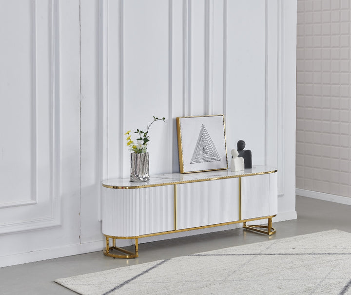 MEUBLE TV GDM ESMEE DORE CERAMIQUE MARBRE BEIGE