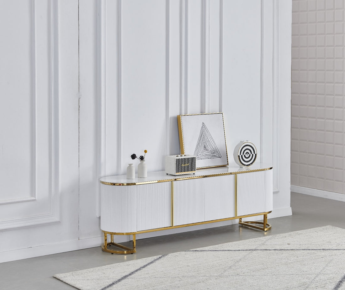 MEUBLE TV GDM ESMEE DORE CERAMIQUE MARBRE BLANC GRIS