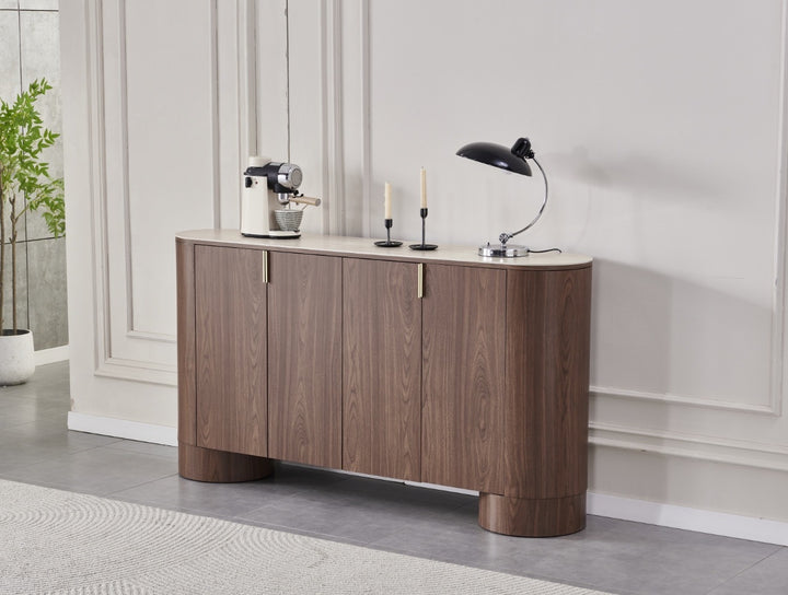 BUFFET ICONIC TRAVERTIN CÉRAMIQUE NOYER