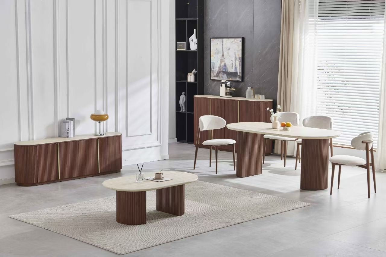 BUFFET CALYPSO GDM TRAVERTIN CÉRAMIQUE NOYER