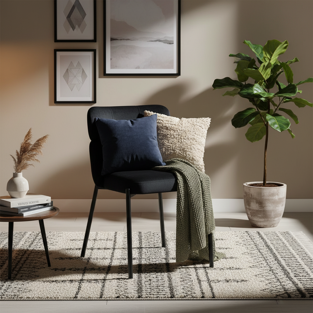 CHAISE GDM STEPHANY VELOURS PIED NOIR