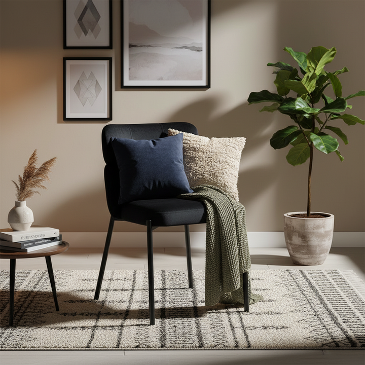 CHAISE GDM STEPHANY VELOURS PIED NOIR