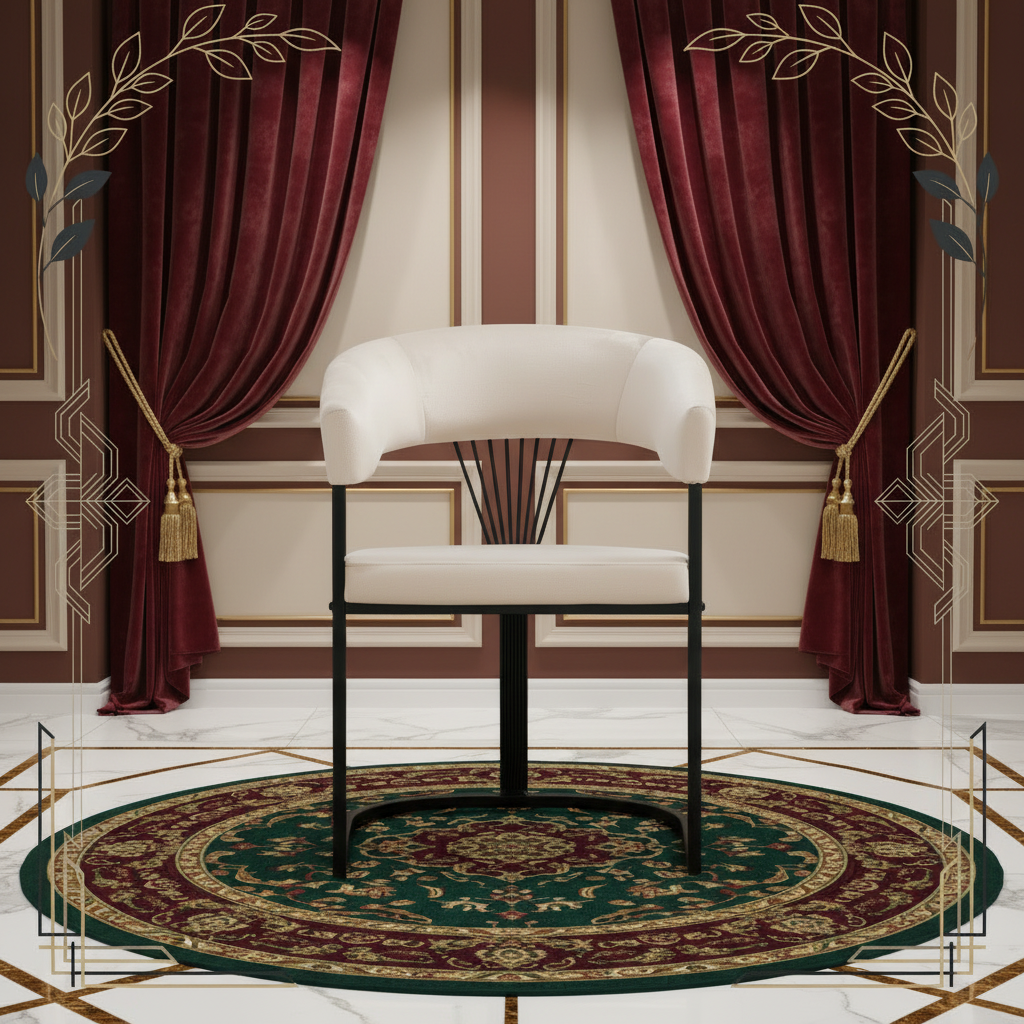 CHAISE ERM AVEC ACCOUDOIR BRITTANY METAL NOIR VELOURS BEIGE