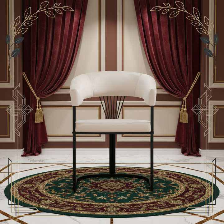 CHAISE ERM AVEC ACCOUDOIR BRITTANY METAL NOIR VELOURS BEIGE