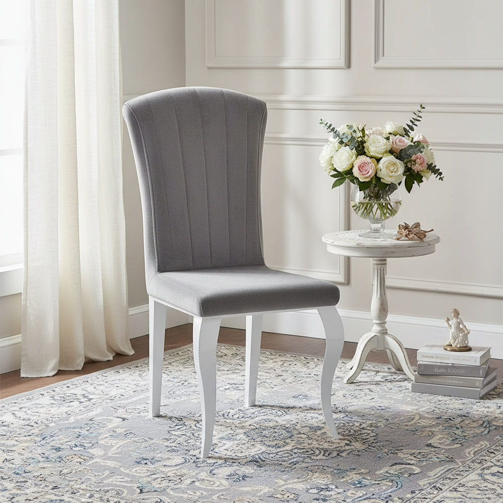 CHAISE ERM LOUIS CHROME VELOURS GRIS