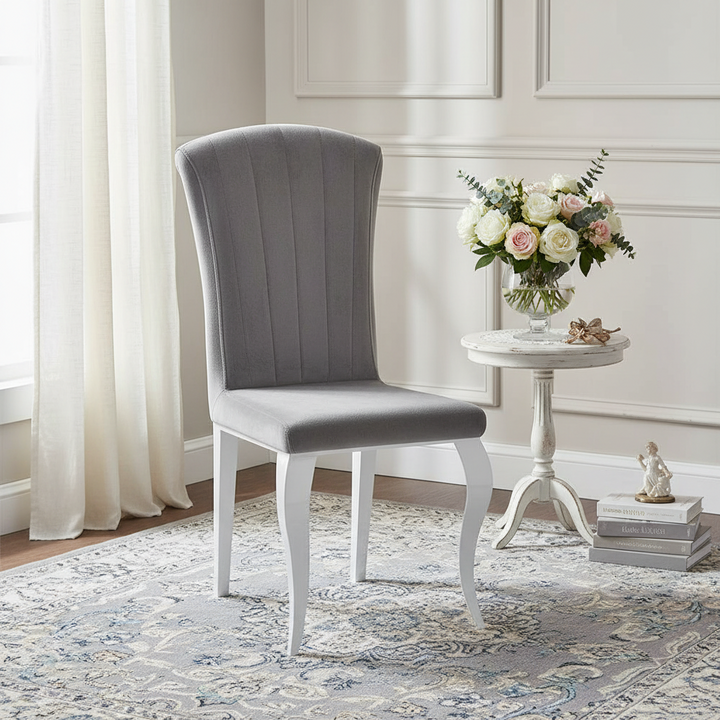 CHAISE ERM LOUIS CHROME VELOURS GRIS