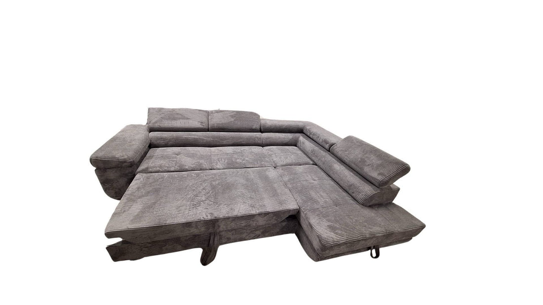 canapé ERM TOULOUSE ANGLE DROIT CONVERTIBLE 275x205cm côtelé gris