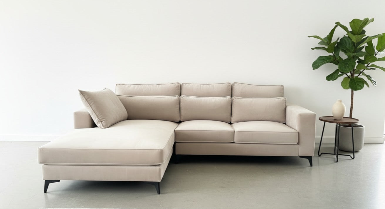 Canapé ERM-Madrid d’angle droit velours beige