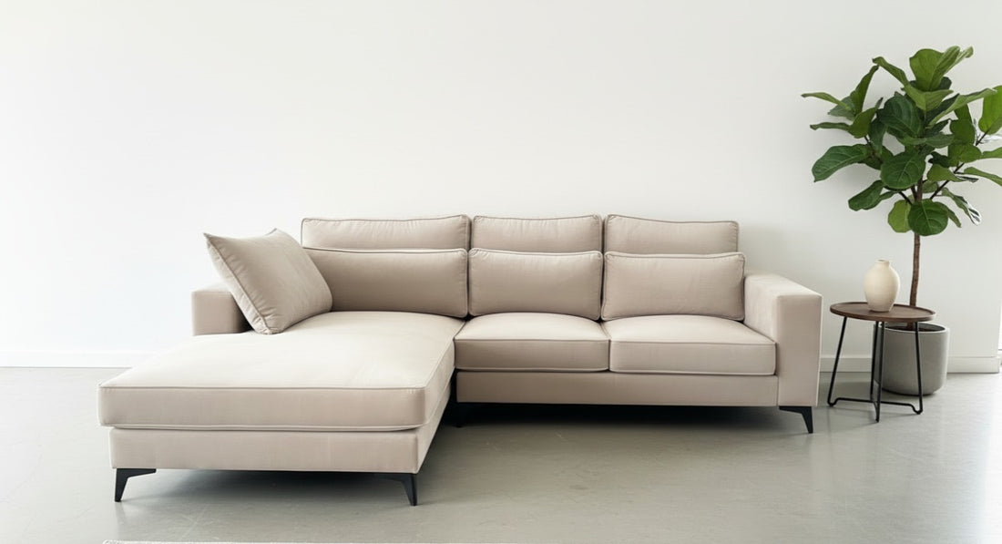 Canapé ERM-Madrid d’angle droit velours beige