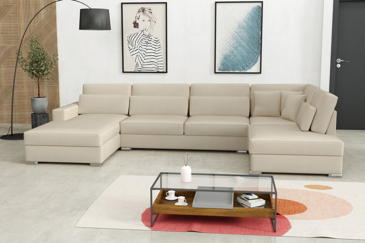 canapé ERM BRISTOL EN Panoramique en U 400x230x94cm velours beige